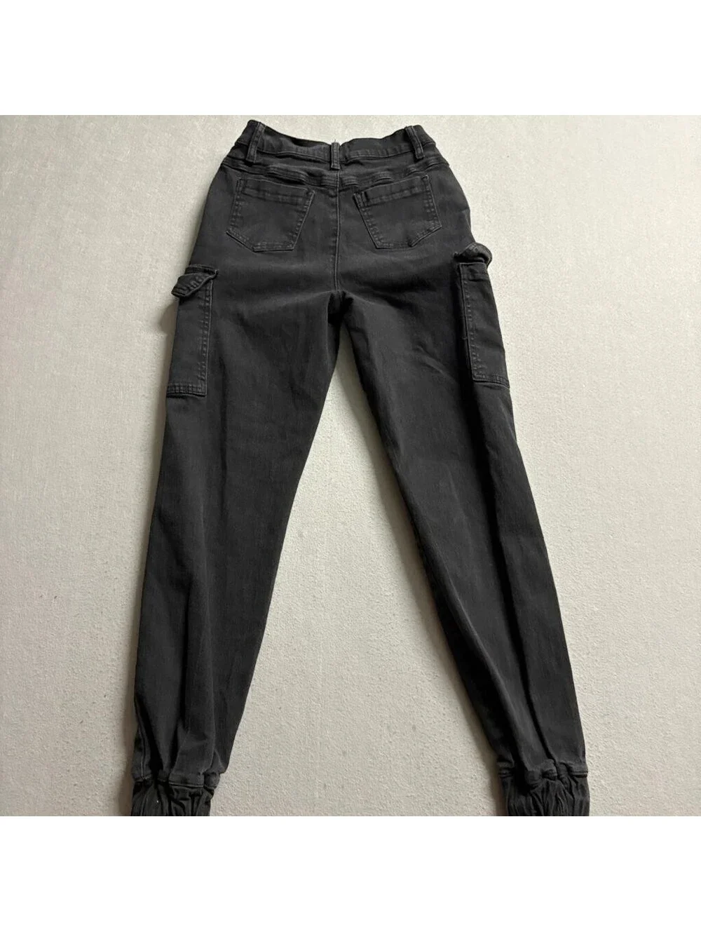 Hot Topic Cargo Jogger Pants Womens XS Black Denim High Rise Stretch Utility